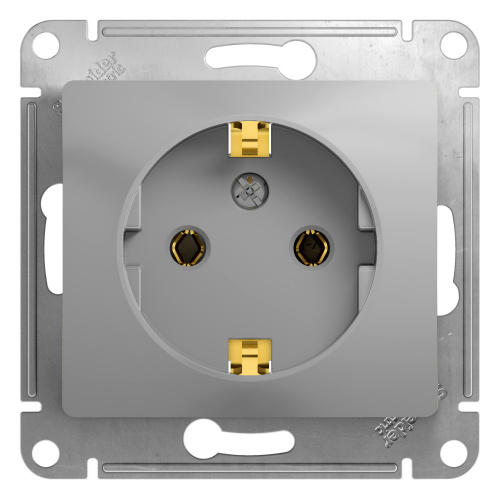 Механизм розетки 1-м С/У GLOSSA 16А IP20 с заземл. алюм. Systeme Electric GSL000343 (1/20/160)