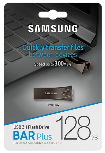 Флеш-накопитель USB 3.1  64GB  Samsung  Bar Plus  серый  (200 МВ/s) (MUF-64BE4/APC) фото 11
