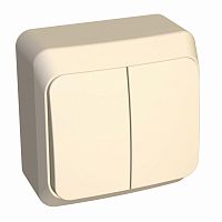 Выключатель 2-кл. О/У ЭТЮД 10А IP20 с подсветкой крем. Systeme Electric BA10-006K (1/25/200)