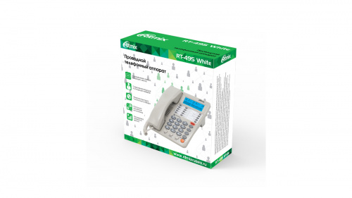 Проводной телефон c дисплеем RITMIX RT-495 white, АОН, FSK/DTMF/ETSI,59 вх.,16 исх.пам,10 кн.быстр.набор,подкл.мини АТС (1/10) (80002153) фото 2