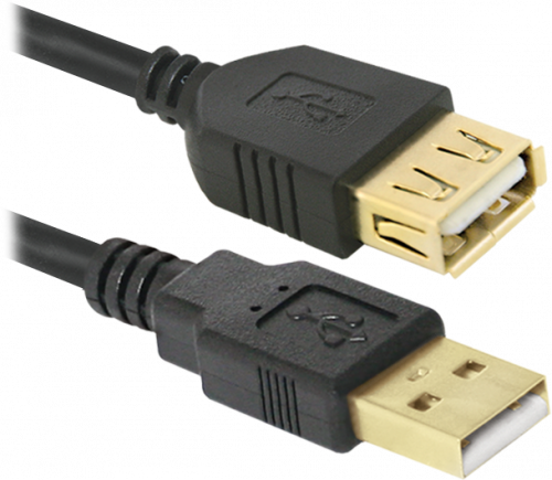 Кабель-удлинитель DEFENDER USB02-06PRO USB2.0, AM-AF, черный, 1.8м.(1/51) (1/50/200) (87429) фото 2