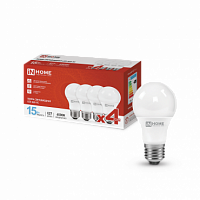 Лампа светодиодная IN HOME A60-VC 4PACK 15Вт 230В Е27 6500К 1430Лм (4шт./упак) (1/25) (4690612047690)