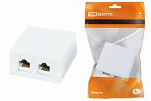 Компьютерная розетка внешняя, двусторонний скотч, крепление на винты, 2xRJ-45, белый TDM (1/250) (SQ1809-0004)