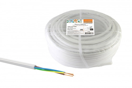 Провод НАРОДНЫЙ ПВСмб 3х2,5 (5м), белый (1/50/50) (SQ0118-0508) Провод НАРОДНЫЙ ПВСмб 3х2,5 (5м), белый (1/50/50) (SQ0118-0508)