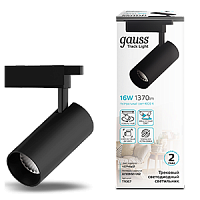 Светильник GAUSS трековый светодиодный цилиндр 16W 1390lm 4000K 180-240V IP20 65*210мм черный угол 24º 1/40 (TR067)