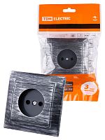 Розетка 2П 10А 250В старинное серебро с/у, "Лама" TDM (10/120) (SQ1815-0663)