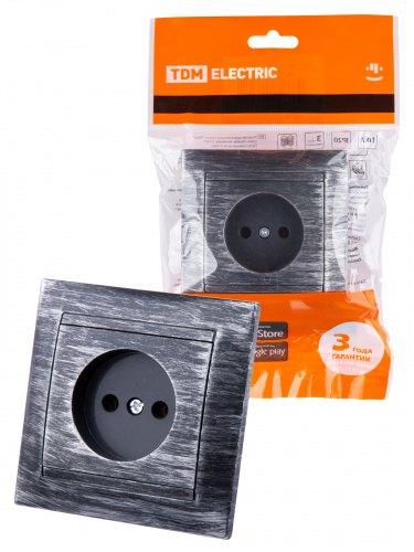 Розетка 2П 10А 250В старинное серебро с/у, "Лама" TDM (10/120) (SQ1815-0663)