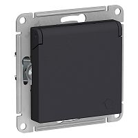 Механизм розетки 1-м С/У ATLASDESIGN 16А IP20 с заземл. защ. шторки с крышкой механизм карбон Systeme Electric ATN001046 (1/5/20)
