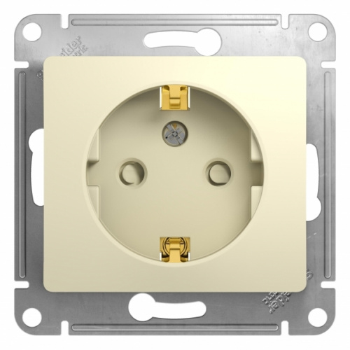 Механизм розетки 1-м С/У GLOSSA 16А IP20 с заземл. защ. шторки беж. Systeme Electric GSL000245 (1/20/160)