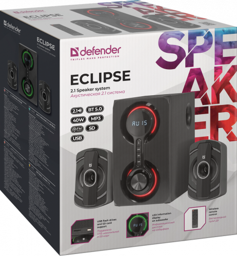 Акустическая 2.1 система DEFENDER Eclipse 40Вт, BT/FM/MP3/SD/USB/AUX/RC (1/4) (65593) фото 2