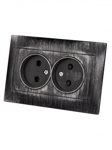 Розетка двойная 2П 10А 250В с защ. шт. старинное серебро с/у, "Лама" (1/7) TDM (SQ1815-0653) фото 3