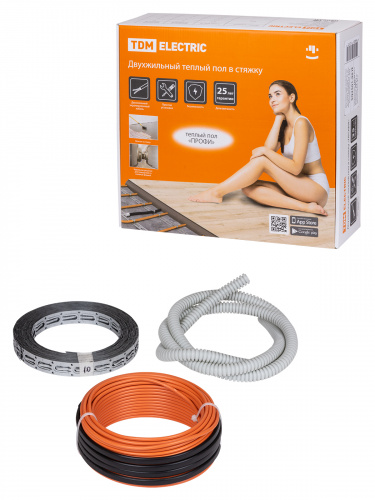 Двухжильный теплый пол в стяжку "ПРОФИ", 5 м, 110 Вт, S укладки 0,65-1,1 м², TDM (1/8) (SQ2501-0012) Двухжильный теплый пол в стяжку "ПРОФИ", 5 м, 110 Вт, S укладки 0,65-1,1 м², TDM (1/8) (SQ2501-0012)