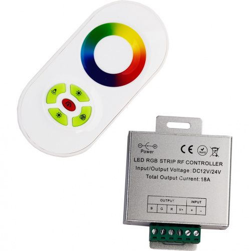 Контроллер SMARTBUY радио LED RGB, сенсорный, овальный белый пульт, 5 кн,18А, 85х65х24мм (1/100) (SBL-RGB-Sen)