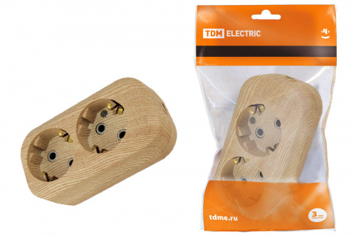 Колодка розеточная 2 гнезда 2П+З 16А 250В "Эко" (сосна) TDM (1/120) (SQ1806-0046) Колодка розеточная 2 гнезда 2П+З 16А 250В "Эко" (сосна) TDM (1/120) (SQ1806-0046)