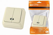 Выключатель 2-кл. открытой установки с подсветкой IP20 10А, сл. кость "Ладога" TDM (1/10/200) (SQ1801-0008)