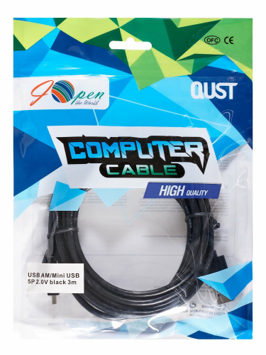 Кабель соединительный USB 2.0 A--> mini-B 5P (3,0m) iOpen <ACU215A-3M> (1/50) фото 2