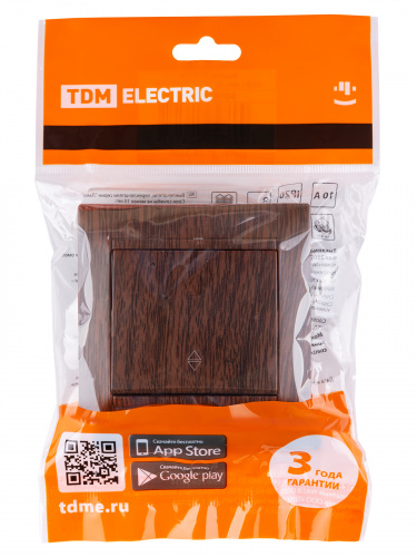 Выключатель на 2 направления 1 кл. 10А венге , с/у, "Лама" (10/120) TDM (SQ1815-0406) фото 2 Выключатель на 2 направления 1 кл. 10А венге , с/у, "Лама" (10/120) TDM (SQ1815-0406) фото 2