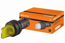 Переключатель на 2  положения с фиксацией SB7-CK2565-24V короткая ручка(LED) d22мм 1з+1р желтый TDM (SQ0746-0064)
