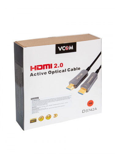 Активный оптический кабель HDMI 19M/M,ver. 2.0, 4K@60 Hz 30m VCOM <D3742A-30M> (1/14) фото 4 Активный оптический кабель HDMI 19M/M,ver. 2.0, 4K@60 Hz 30m VCOM <D3742A-30M> (1/14) фото 4