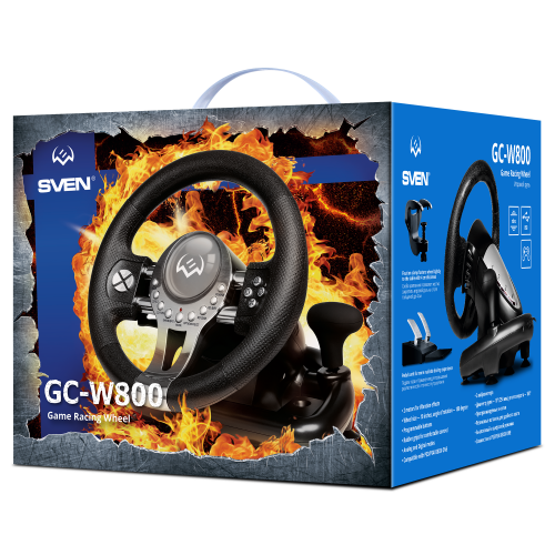 Руль SVEN GC-W800 (педали, вибро, скоба, D-pad, 12 кл, PC/PS3/PS4/XBOXONE/Xinput), черная (1/2) (SV-015442) фото 2 Руль SVEN GC-W800 (педали, вибро, скоба, D-pad, 12 кл, PC/PS3/PS4/XBOXONE/Xinput), черная (1/2) (SV-015442) фото 2