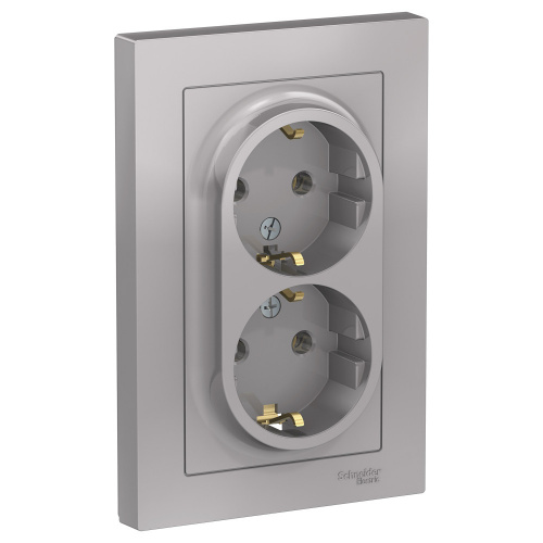Розетка 2-м С/У ATLASDESIGN 16А IP20 с заземл. в сборе алюм. Systeme Electric ATN000324 (1/6/36) Розетка 2-м С/У ATLASDESIGN 16А IP20 с заземл. в сборе алюм. Systeme Electric ATN000324 (1/6/36)