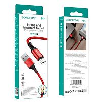 Кабель USB - микро USB Borofone BX54, 1.м, 2.4A, нейлон, цвет: красный (1/1000) (6931474745828)