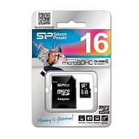 Карта памяти MicroSD 16GB  Silicon Power Class  4 + SD адаптер (SP016GBSTH004V10-SP)