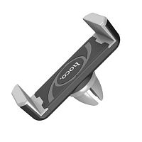 Держатель автомобильный HOCO CPH01, для смартфона, пластик, воздуховод, цвет: чёрный, серая вставка (1/268) (6957531018223)