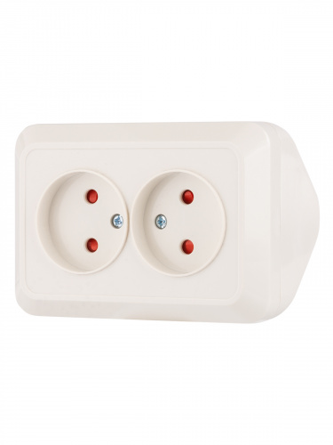 Розетка TDM угловая двойная 2П открытой установки с з/ш IP20 250В 10А сл. кость "Ладога" (6/72) (SQ1801-0242) фото 4