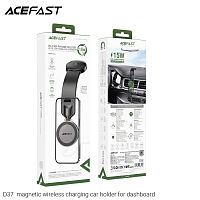 Держатель автомобильный ACEFAST D37, для смартфона, беспроводная зарядка, 15W, пластик, торпедо, цвет: чёрный (1/34) (6974316283546)