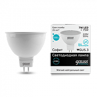 Лампа светодиодная GAUSS Elementary MR16 7W 550lm 4100K GU5.3 1/10/100 (13527)