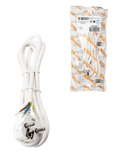 Шнур сетевой с вилкой ПВС 3x0,75мм2 3м с/з белый TDM (1/25) (SQ1305-0076) Шнур сетевой с вилкой ПВС 3x0,75мм2 3м с/з белый TDM (1/25) (SQ1305-0076)