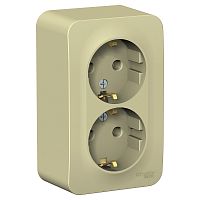 Розетка 2-м О/У BLANCA 16А IP20 250В с заземл. без защ. шторок с изолир. пластиной беж. Systeme Electric BLNRA010217 (1/8/16)