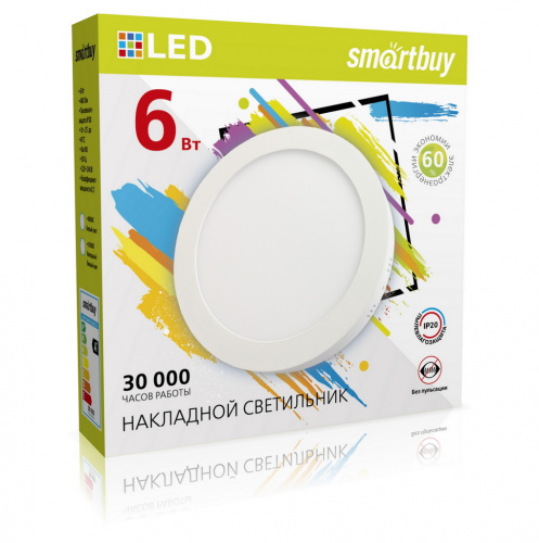 Светильник светодиодный SMARTBUY накладной Round SDL -6w/4000K/IP20 (SBL-RSDL-6-4K)