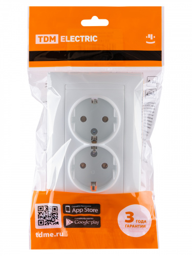 Розетка двойная 2П+З 16А 250В белая , с/у, "Лама" (6/72) TDM (SQ1815-0025) фото 2 Розетка двойная 2П+З 16А 250В белая , с/у, "Лама" (6/72) TDM (SQ1815-0025) фото 2