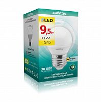 Лампа светодиодная SMARTBUY G45 9,5Вт 220V 3000K E27 (глоб, теплый свет) (10/100) (SBL-G45-9_5-30K-E27)