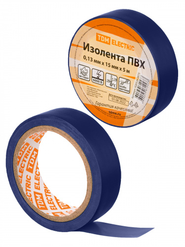 Изолента ПВХ 0,13х15мм Синяя 5м TDM (10/500) (SQ0526-0075)