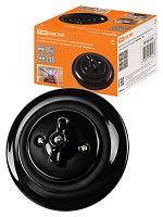 Выключатель скрытой установки фарфоровый поворотный 2-кл. с ручкой (бантик) 10А черный «Болонь» TDM (SQ1820-0212)