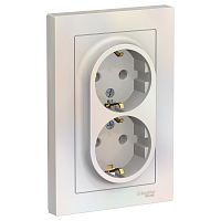 Розетка 2-м С/У ATLASDESIGN 16А IP20 с заземл. в сборе жемчуж. Systeme Electric ATN000424 (1/6/36)