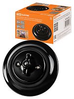 Выключатель скрытой установки фарфоровый поворотный перекрёстный с ручкой (бантик) 10А черный «Болонь» TDM (SQ1820-0215)