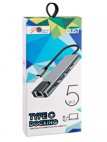 Адаптер USB 3.1 Type-Cm ->HDMI A(m) 4K@30Hz, RJ45, 2XUSB3.0, PD, iOpen <ACU435M> (1/150) фото 2