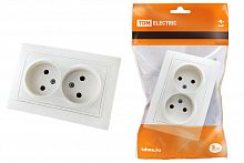 Розетка скрытая установка, двойная 2П 10А 250В белая "Таймыр" TDM (10/100) (SQ1814-0013)