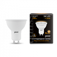 Лампа светодиодная GAUSS MR16 5W 500lm 3000K GU10 1/10/100 (101506105)