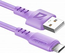 Кабель DEFENDER F207 TypeC 1м,2.4А,силикон,пакет (1/100) (87106VIO)