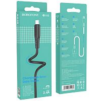 Кабель USB - микро USB Borofone BX48, 1.0м, 2,4А,ПВХ цвет: черный (1/360) (6931474740960)