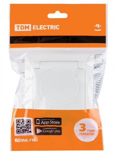 Розетка 2П+З с защ. шт. и крышкой 16А 250В IP44 белая "Ильмень" TDM (1/10/100) (SQ1823-0017) фото 2