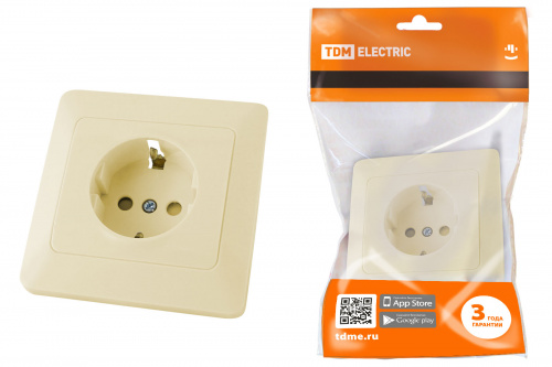Розетка 2П+З с защ. шт. 16А 250В сл. кость "Ильмень" TDM (1/10/100) (SQ1823-0114)