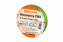 Изолента ПВХ 0,13*15мм Желто-Зеленая 10м TDM (10)