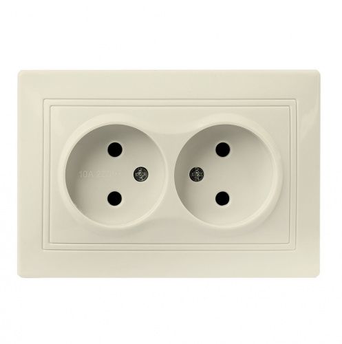 Розетка SMARTBUY скрытая установка, 2-местная без заземления 10А бежевая "Венера" (SBE-01i-10-S2-N-c) (10/200)