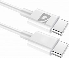 Кабель DEFENDER F182 TypeC-TypeC 1м, 30 Вт, PD,TPE,белый, пакет (1/100) (87507)